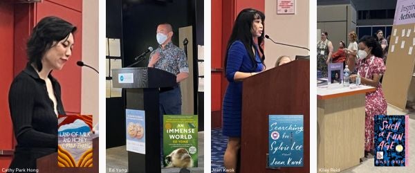 Photos of Cathy Park Hong, Ed Yong, Jean Kwok, and Kiley Reid